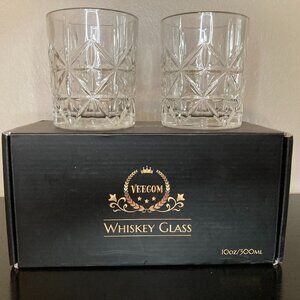 Whiskey Glass Set of 2, 10oz Crystal Whiskey Glasses In Box - Thick Bottom